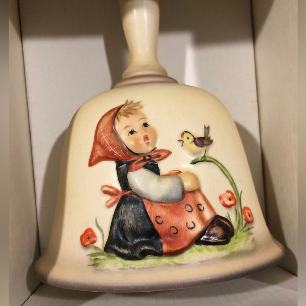 Hummel Goebel 1981 Annual Bell 4th Edition Ceramic Bell with Girl and Bird